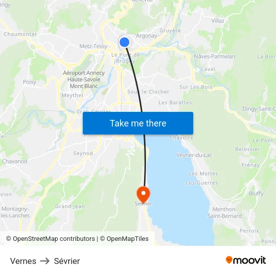 Vernes to Sévrier map