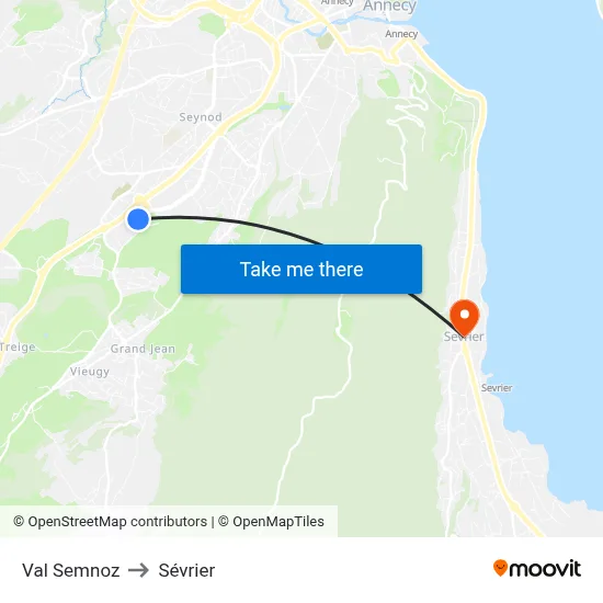 Val Semnoz to Sévrier map