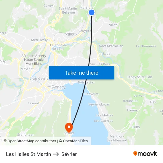 Les Halles St Martin to Sévrier map