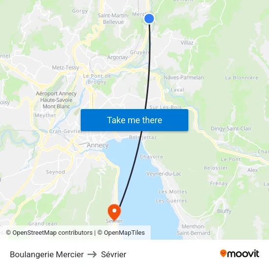 Boulangerie Mercier to Sévrier map