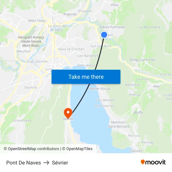 Pont De Naves to Sévrier map