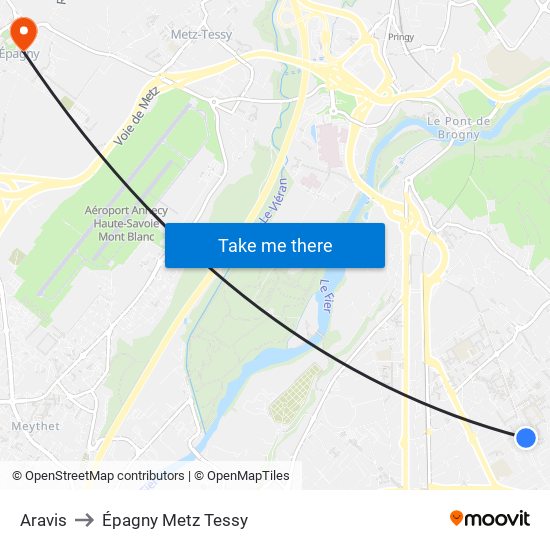 Aravis to Épagny Metz Tessy map