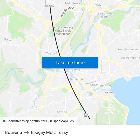 Bouverie to Épagny Metz Tessy map