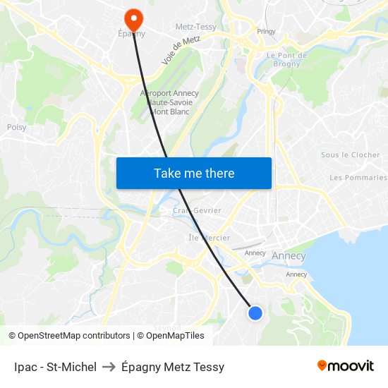 Ipac - St-Michel to Épagny Metz Tessy map