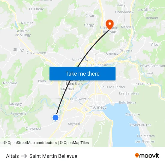 Altais to Saint Martin Bellevue map