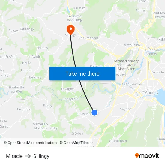 Miracle to Sillingy map