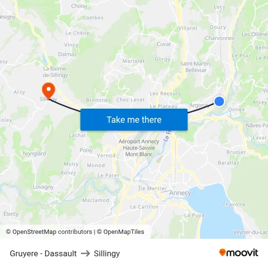Gruyere - Dassault to Sillingy map