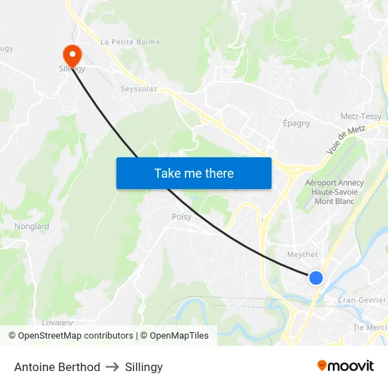 Antoine Berthod to Sillingy map
