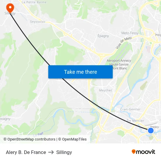 Alery B. De France to Sillingy map