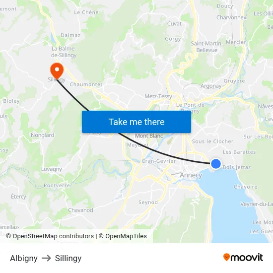 Albigny to Sillingy map