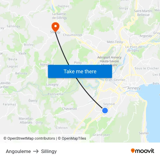 Angouleme to Sillingy map