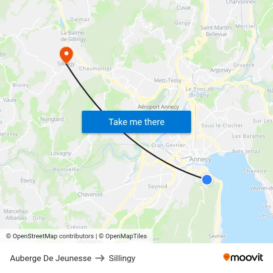 Auberge De Jeunesse to Sillingy map