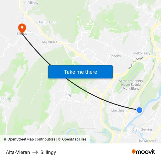 Alta-Vieran to Sillingy map