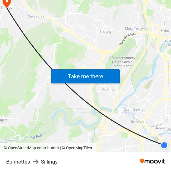 Balmettes to Sillingy map