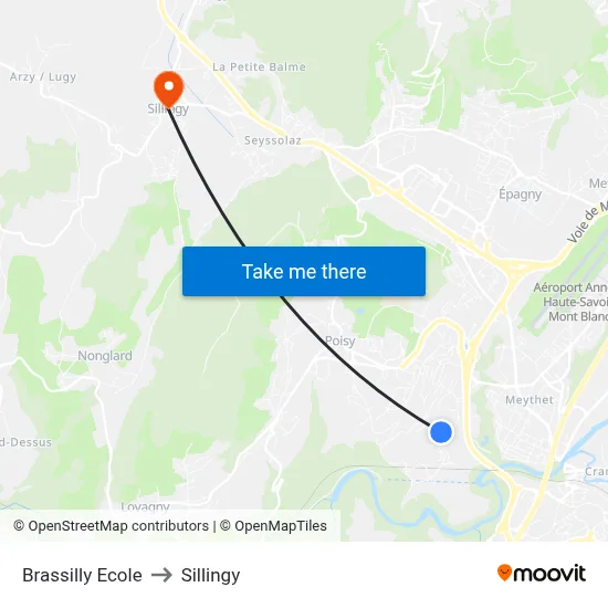 Brassilly Ecole to Sillingy map