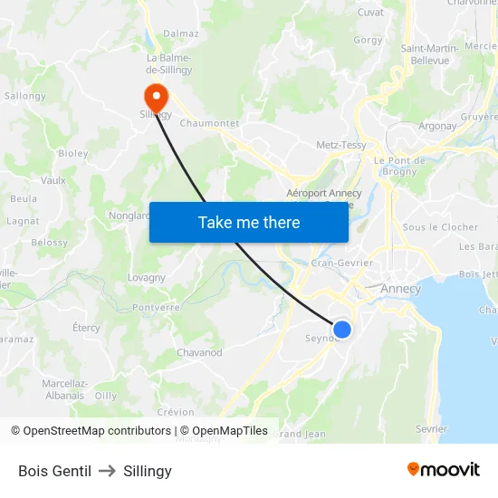 Bois Gentil to Sillingy map