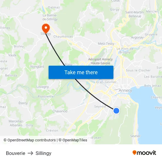 Bouverie to Sillingy map