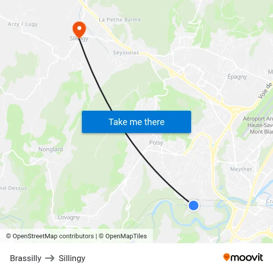 Brassilly to Sillingy map