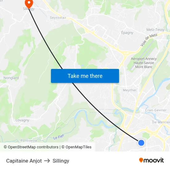 Capitaine Anjot to Sillingy map