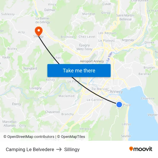 Camping Le Belvedere to Sillingy map
