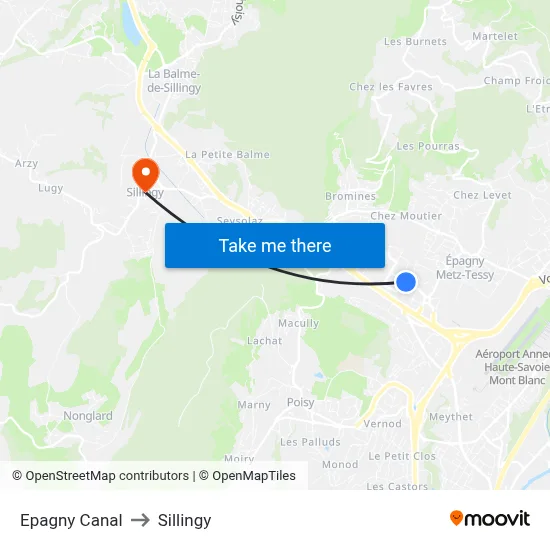 Epagny Canal to Sillingy map