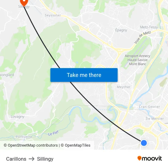 Carillons to Sillingy map