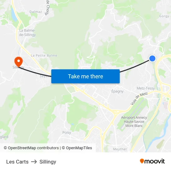 Les Carts to Sillingy map