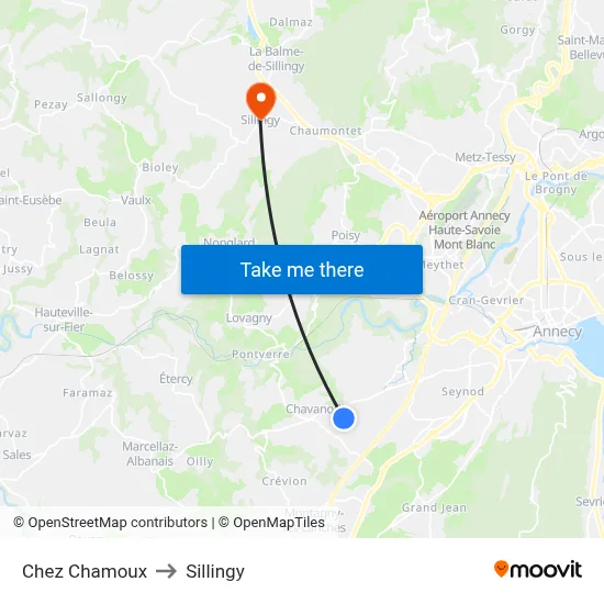 Chez Chamoux to Sillingy map