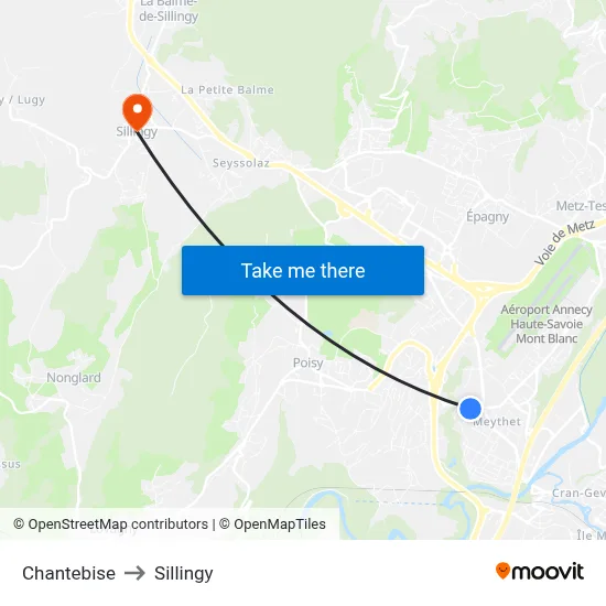 Chantebise to Sillingy map