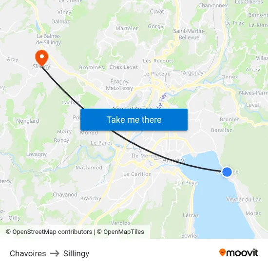 Chavoires to Sillingy map