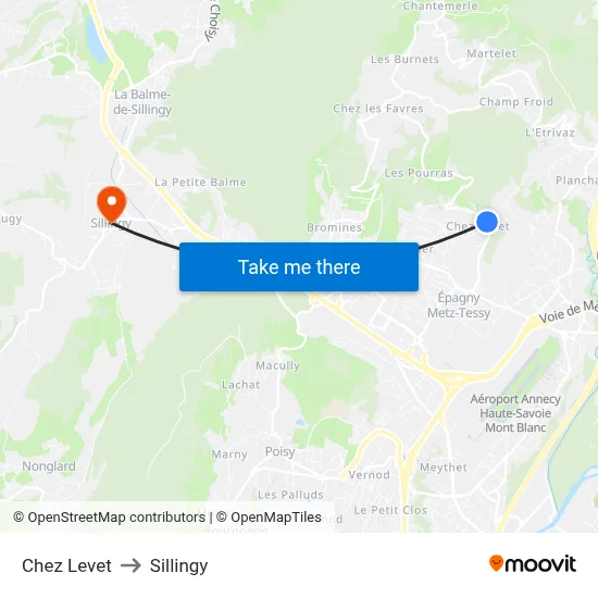 Chez Levet to Sillingy map