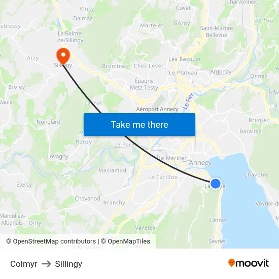 Colmyr to Sillingy map