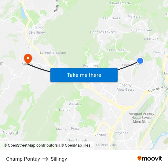 Champ Pontay to Sillingy map