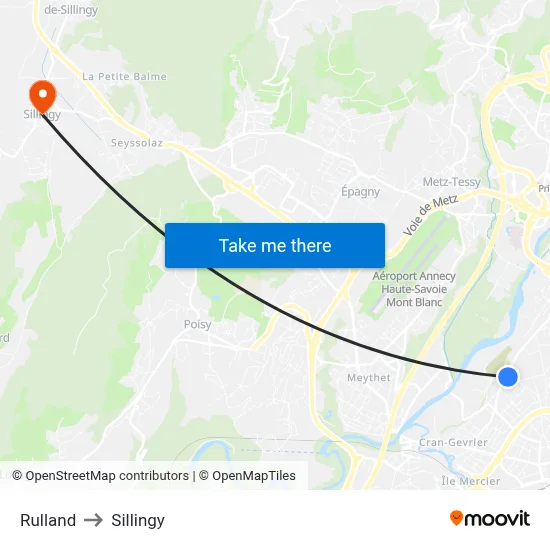Rulland to Sillingy map