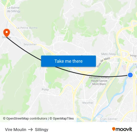 Vire Moulin to Sillingy map