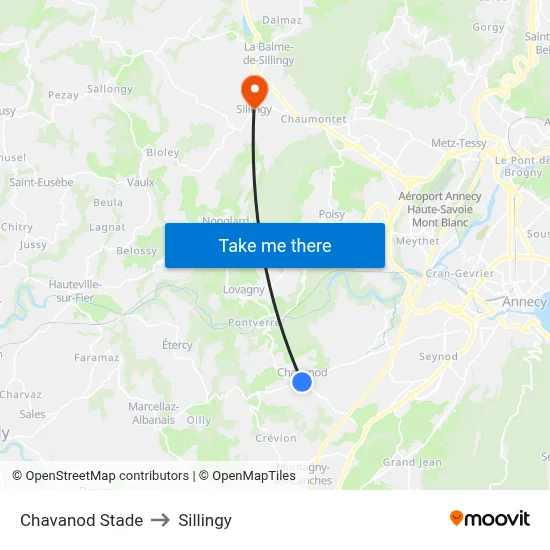 Chavanod Stade to Sillingy map