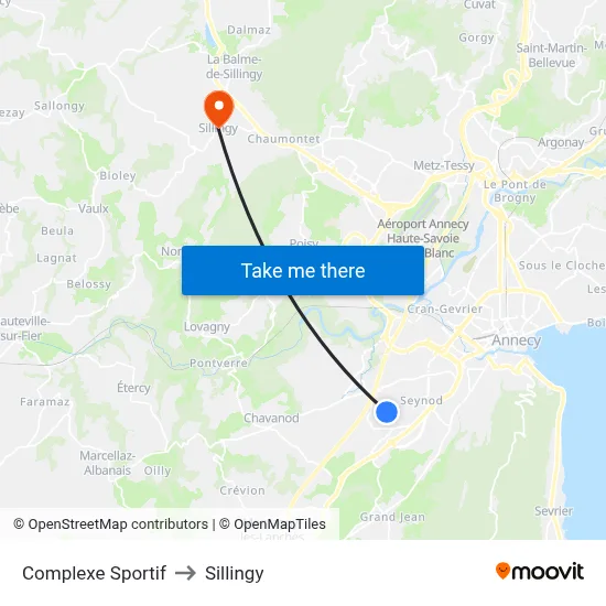Complexe Sportif to Sillingy map