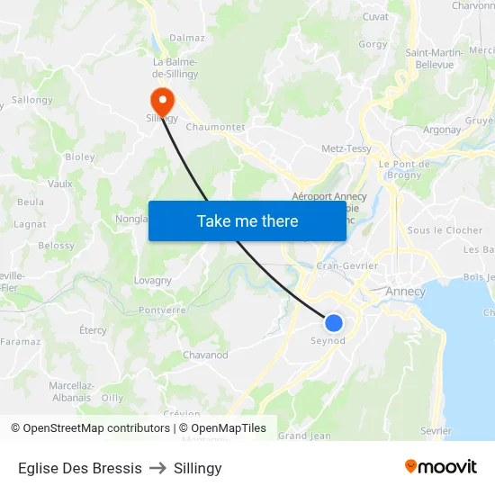 Eglise Des Bressis to Sillingy map