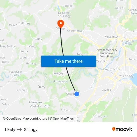 L'Esty to Sillingy map