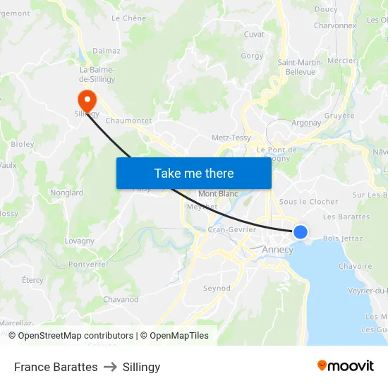 France Barattes to Sillingy map