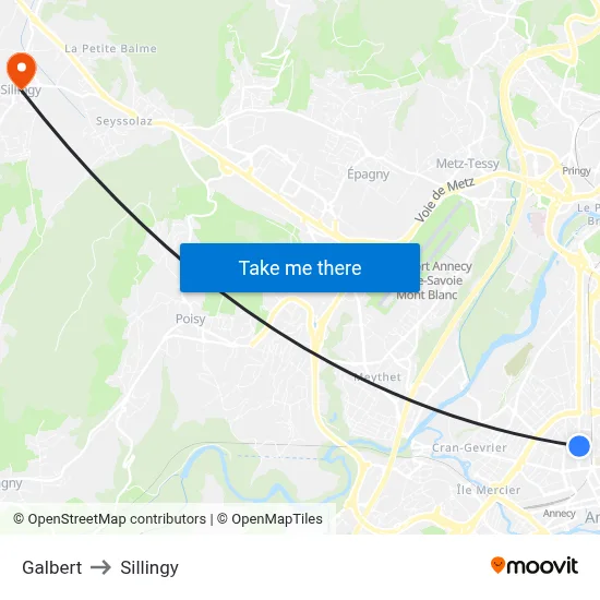 Galbert to Sillingy map