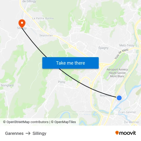 Garennes to Sillingy map