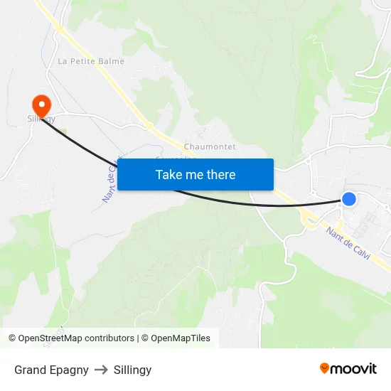 Grand Epagny to Sillingy map