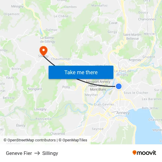 Geneve Fier to Sillingy map