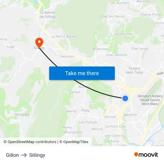 Gillon to Sillingy map