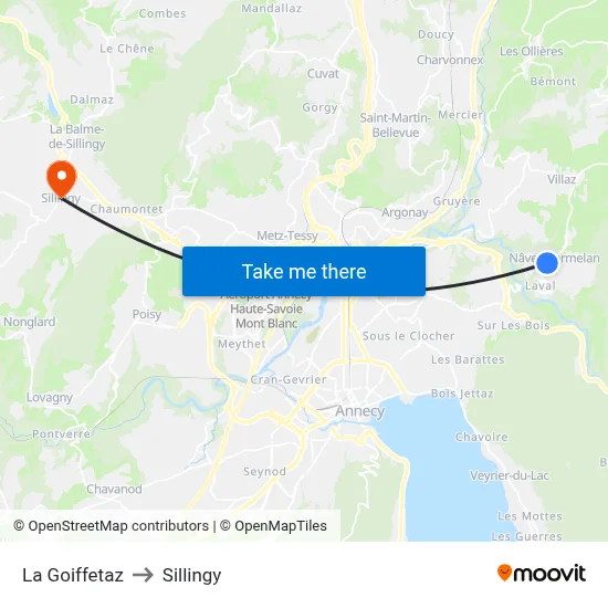La Goiffetaz to Sillingy map