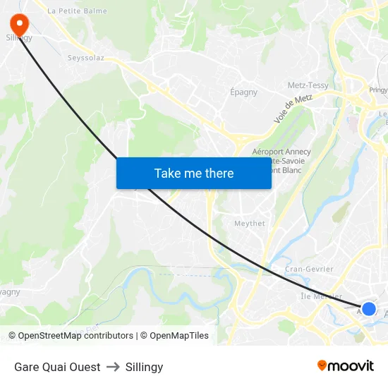 Gare Quai Ouest to Sillingy map