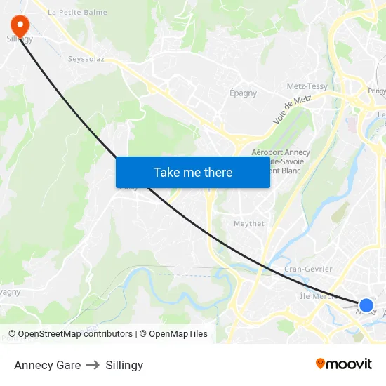 Annecy Gare to Sillingy map