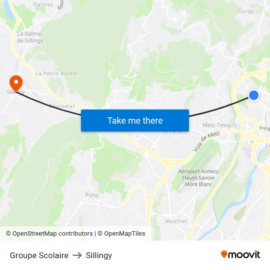 Groupe Scolaire to Sillingy map