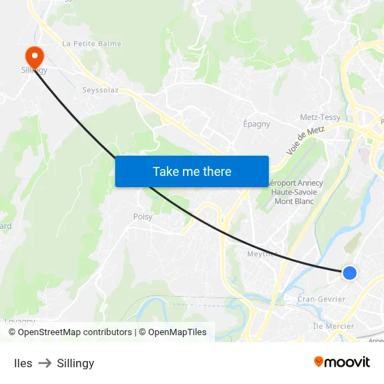Iles to Sillingy map